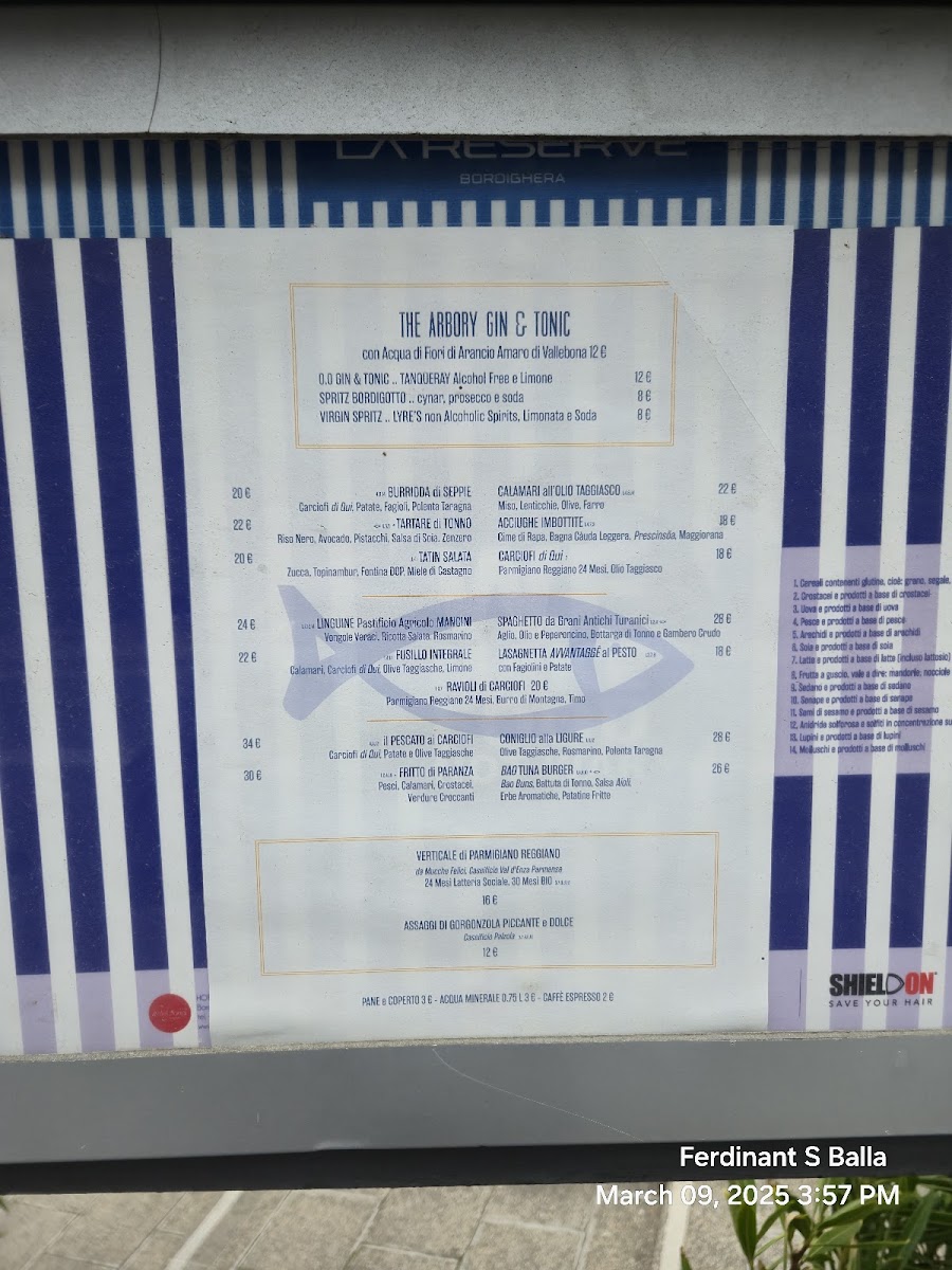 Menu Ristorante La Reserve-1